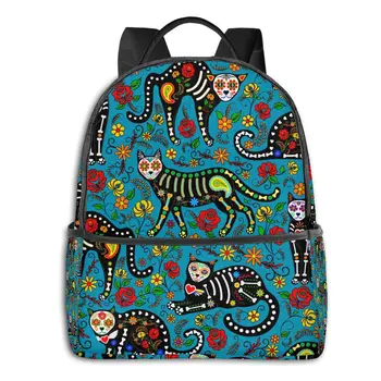 

Women canvas Backpacks School bag Calavera Sugar Skull In Mexican Style The Day Of The Dead Laptop Back pack travel bag