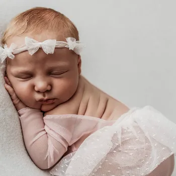 

Newborn baby girl photography clothing ballet mesh lace dance skirt bowknot headband dress 2PCS