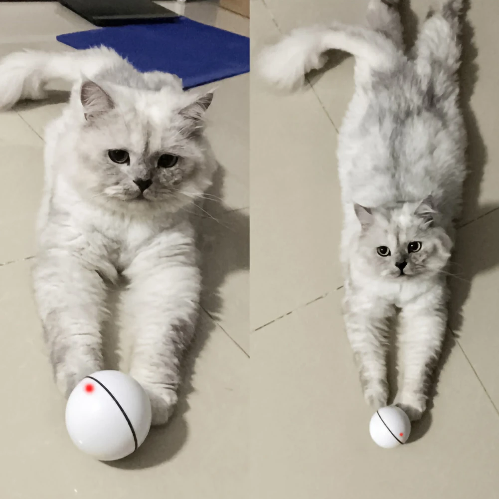 Умная интерактивная игрушка для кошек USB Перезаряжаемый светодиодный светильник 360 градусов самовращающийся шар для домашних животных, игрушки для игр активированный движение мяч для домашних животных