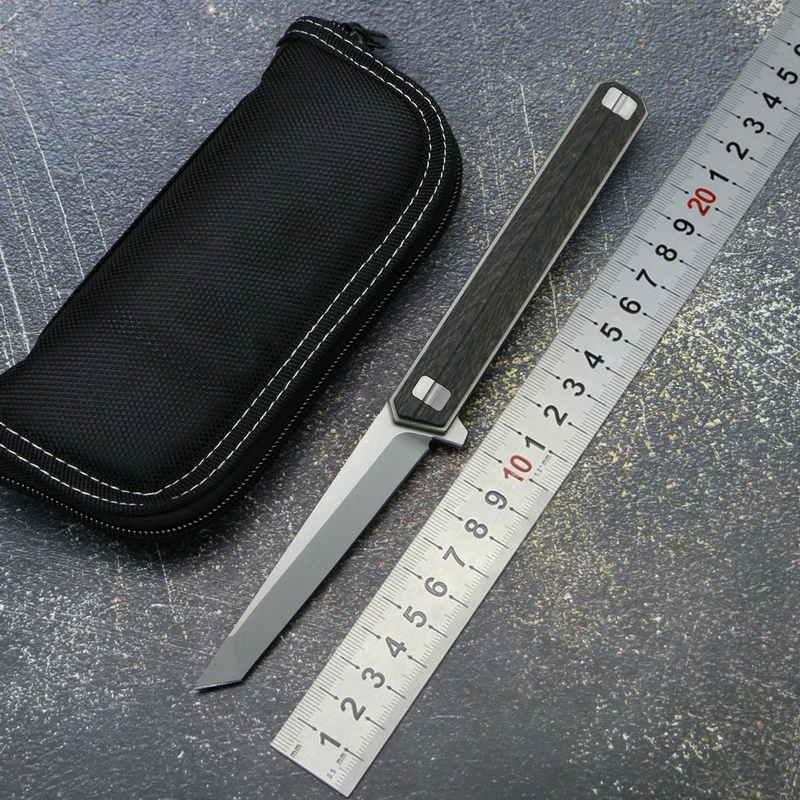 

TIGEND custom quartermaster flip folding knife M390 powder steel titanium+CF handle camping outdoor fruit pocket knives EDC