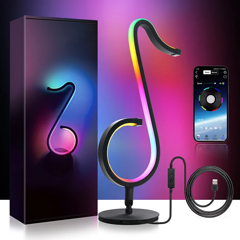

APP Note Night Light RGB Symphony Table Lamp for Living Room Bedroom Bar Coffee Art Decor Atmosphere Lighting Led Projector Lamp