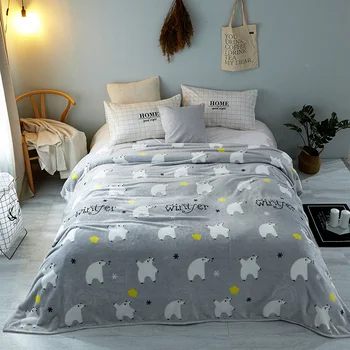 

Bedroom Solid Throw Blanket Flannel Fleece Super Soft Blankets Warm Fluffy Bed Linen Gray Bedspread For Sofa