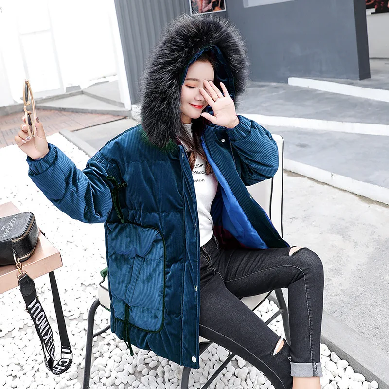 

2018 Winter Casual Fashion Comfortable Long Sleeve Mid-length Cotton-padded Clothes/Cotton Coat Pocket Zipper Warm