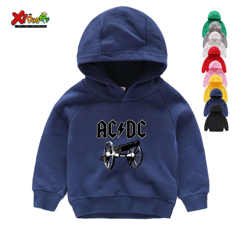 ACDC детские толстовки с капюшоном, футболка с буквенным принтом AC DC, Детские повседневные толстовки с капюшоном, зимние толстовки с длинными рукавами в стиле рок для мальчиков и девочек, 3 года