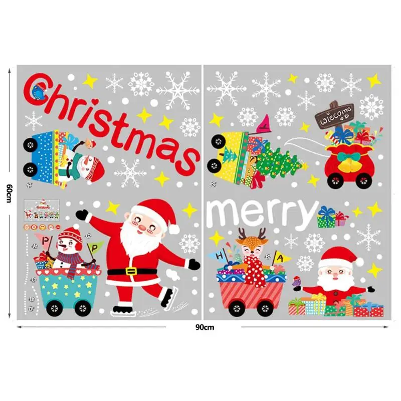 DIY Merry Christmas Wall Sticker Showcase Home Window Glass Sticker Santa Claus Christmas Tree Wall Stickers Natal Navided - Цвет: N