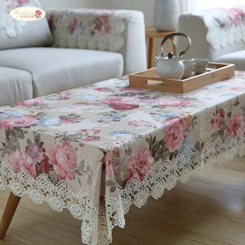 

Proud Rose Rural Lace Table Cloth Table Cover Peony Embroidered Tea Table Cloth Fashion Decorate Lace Tablecloth