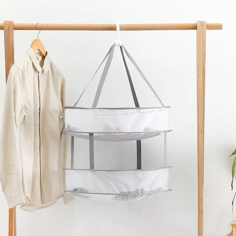 Iumer Fine Nesh Clothes Basket Three-Layer Windproof Zipper Laundry Hanging Drying Net Rack Mesh Storage,Brown Iumer Fine Nesh Clothes Basket Three-Layer Windproof Zipper Laundry Hanging Drying Net Rack Mesh Storage,Brown