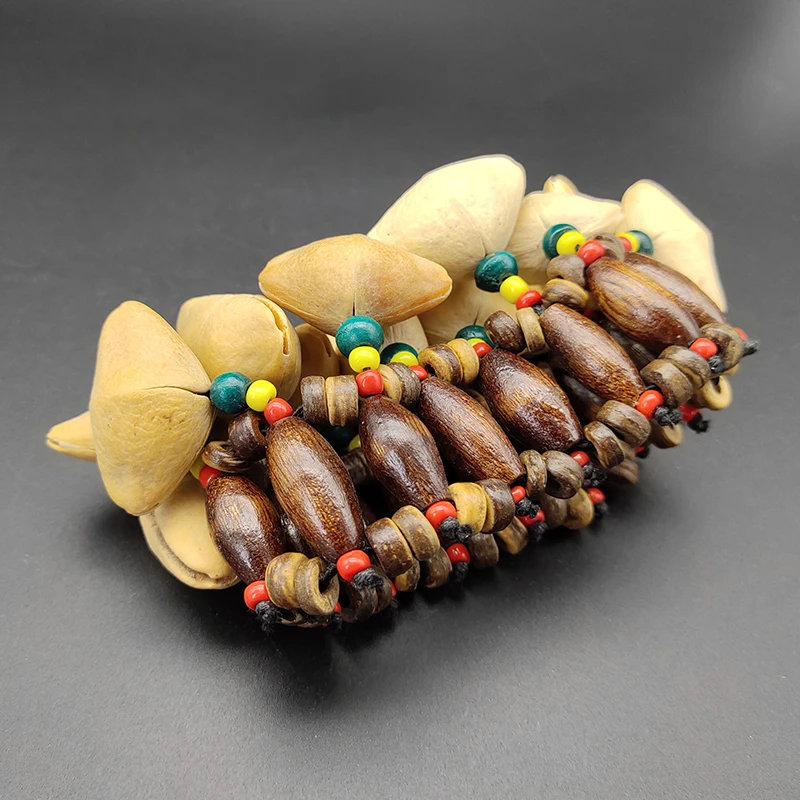 Exceart Nuts Shell Bracelet Handbell Percussion Accessories Musical Instrument Hand Bell for Djembe African Drum Conga 