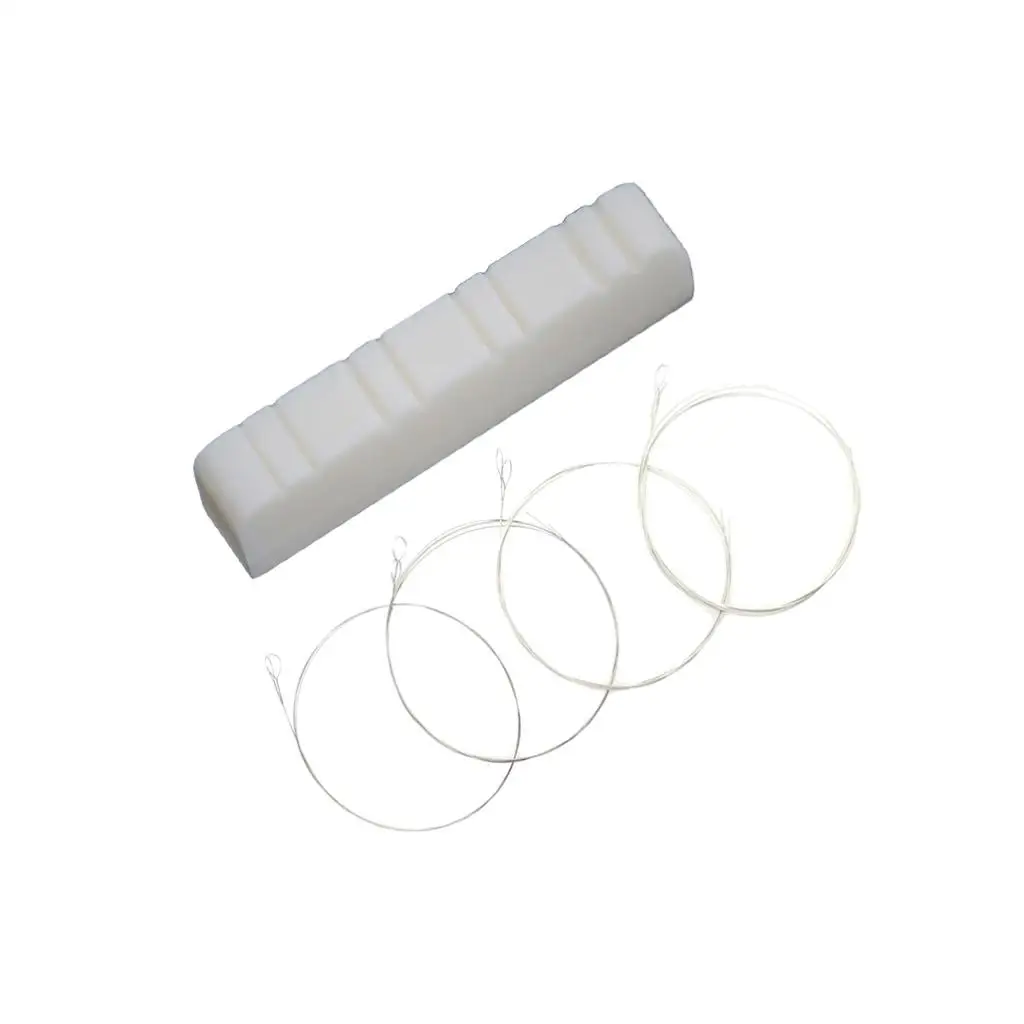 Bone Mandolin Nut Slotted with Mandolin Strings Set for DIY Mandolin Parts
