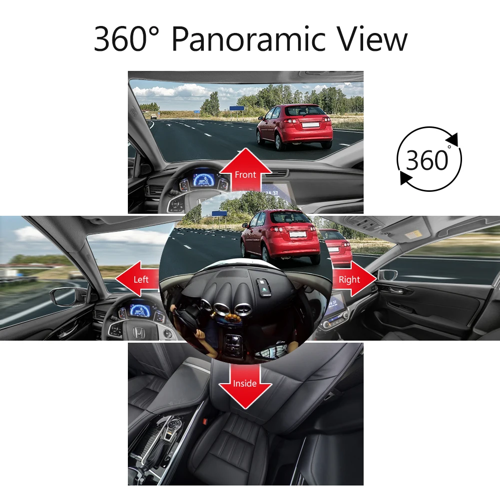 Автомобильный видеорегистратор AKASO 360 ° с двойным объективом, видеорегистратор для передней и задней панели с сенсорным экраном, g-сенсор, камера для парковки