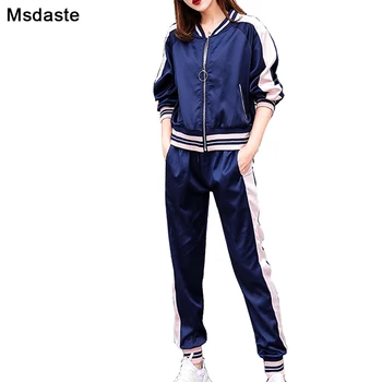 

Set 2 Pieces Women Tracksuits 2019 Autumn Long Sleeve Hoody Jacket+pants Casual Suits Women Sportswear Set Two Women Sportsuits
