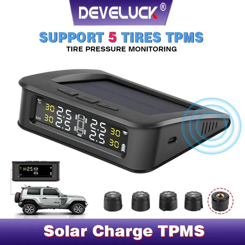 Система контроля давления в шинах TPMS 5 с солнечной батареей 6 бар USB|Датчик шинах| |