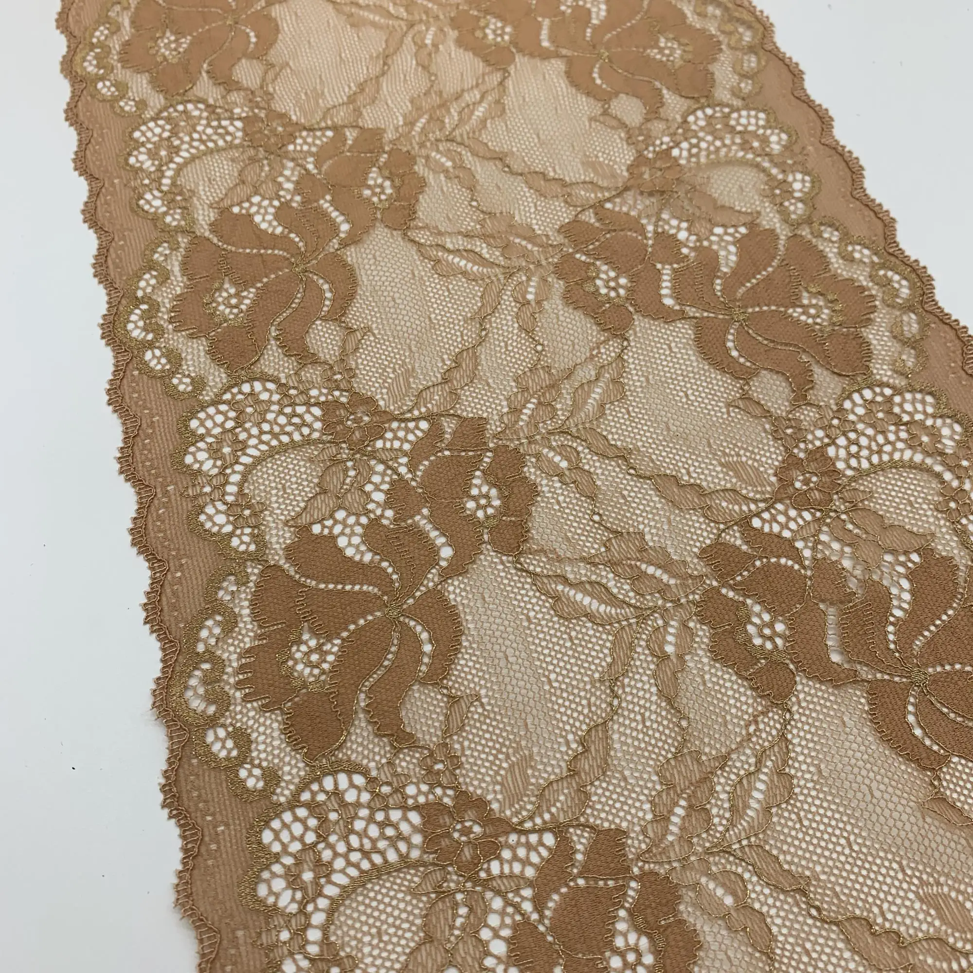 

3y/lot width 21cm shimmer lace skin gold elastic lace trim with golden decor lingerie lace trim DIY accessory lace wholesales