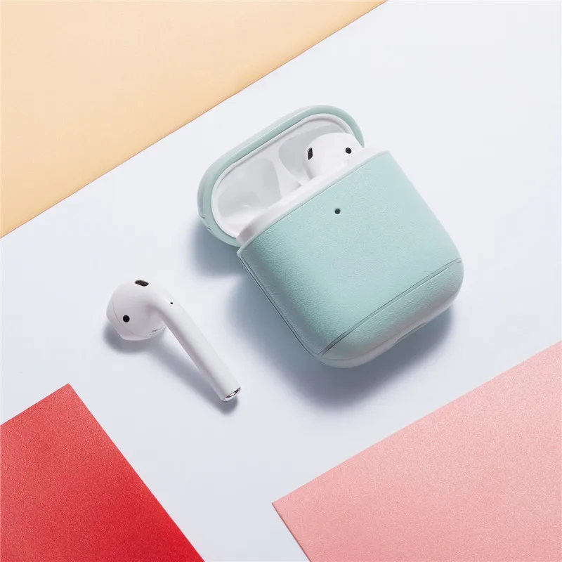 Кожаные и ПК Bluetooth беспроводные наушники Чехлы для Apple AirPods 1/2 защитный чехол зарядная коробка противоударные сумки