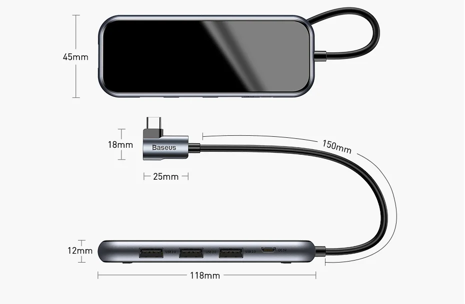 Baseus Мульти USB C концентратор к USB 2,0 для поверхностного Go Pro type C концентратор USB разветвитель для huawei P30 разветвитель адаптер usb-хаб аксессуары