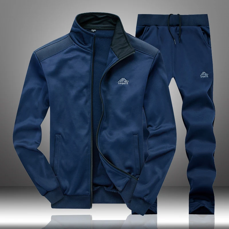 

Spring Men Set Casual Tracksuit Male Stand Collar 2019 Men's Sportswear Jackets+Sweatpants 2 Pieces Sets Slim Solid Sweatsuits
