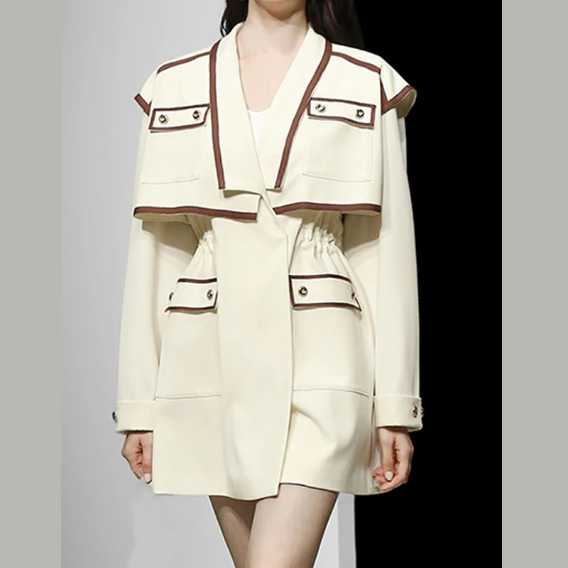 Autumn Fashion Temperament Trench Coat High Quality Women Turndown Collar Long Sleeve Party Dress Korean Vintage Office Outwear women's puffer jacket