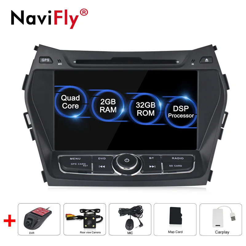 NaviFly " 2 Din DSP Android 9,0 автомобильный dvd-плеер для hyundai IX45 Santa fe 2013 авто радио gps навигация wifi DVR Carplay