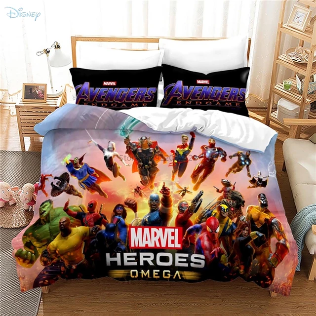 de cama Popular de Marvel para niños, funda nórdica de almohada de Los Vengadores, Spider Man, Capitán América, individual, doble, Queen y King|Juegos de de cama| - AliExpress