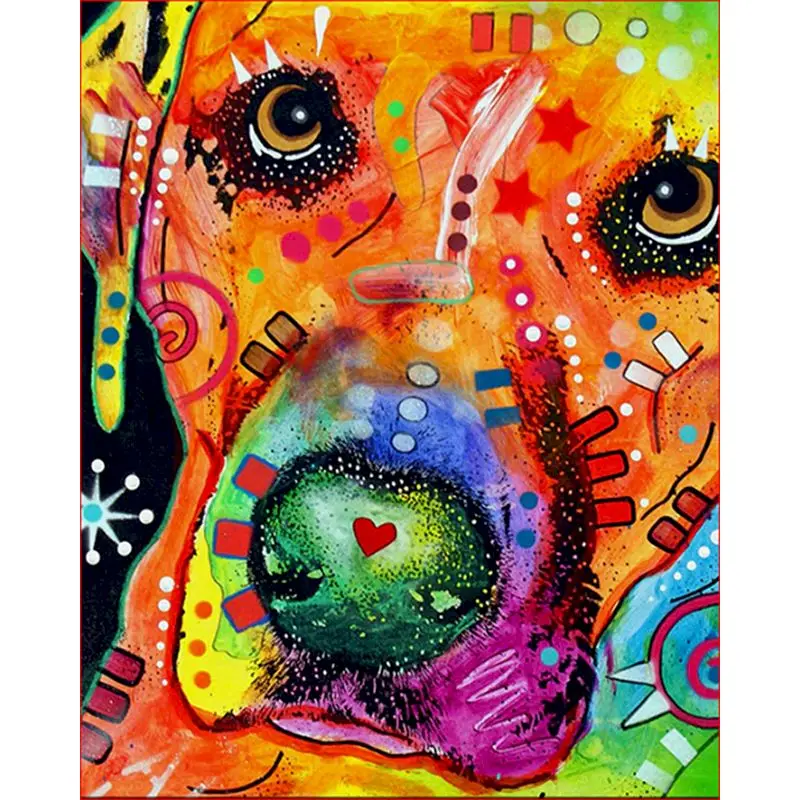 

Colouring Big-nosed colored dog Animals Diy Painting By Numbers Acrylic Picture Hand Painted Oil Painting For Home Decor gift