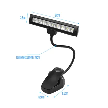 

Hot New Adjustable Music Stand Reading Light Clip-On Orchestra LED Lamp Two-Level with 9 SMD LED Beads Musical Instrument Parts