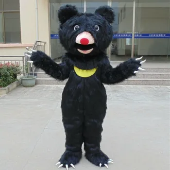 

NEW Cosplay Long Fur Black Bear Mascot Suit Animal Adults Costume Outfit Party Dress Unisex Christmas BIrthday Gift