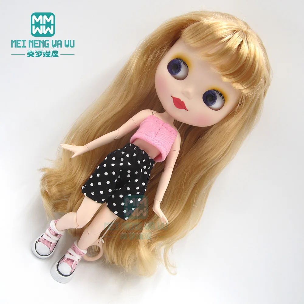 1 шт., одежда Blyth Doll, Модная белая футболка, клетчатое платье для Blyth, Azone OB23 OB24, аксессуары для кукла 1/6
