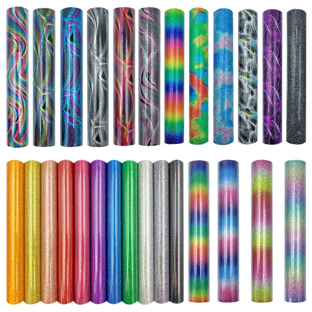 Glitter HTV Heat Transfer Vinyl Film HTV Sheet Iron On Clothes Vinyl for Cut Easy to Cut Weed Transfer for Tshirt Hat Textile
