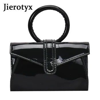 

JIEROTYX Mini Shoulder Bag Female Classic Bright Leather Pu Waterproof Messenger Bag Wild Temperament Small Square Bag Handbag