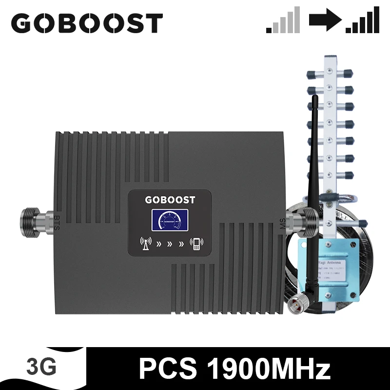 GOBOOST 3g Repeater Band 2 Single Band Signal Booster 1900 MHz Mobile  Phone Amplifier 4g Antenna And 10M Coaxial Cable Kit