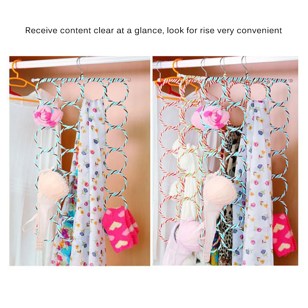 28 Holes Foldable Scarf Hanger Multi Scarves Display Hang Ties Belt Organize Circle Storage Holder Clothes Hanger