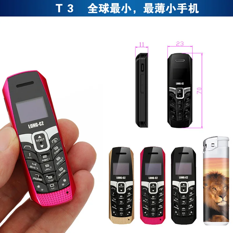 

T3 Mini Bluetooth Headset Dialer Multinational Language King SOS Emergency Call Candy Bar Small Mobile Phone