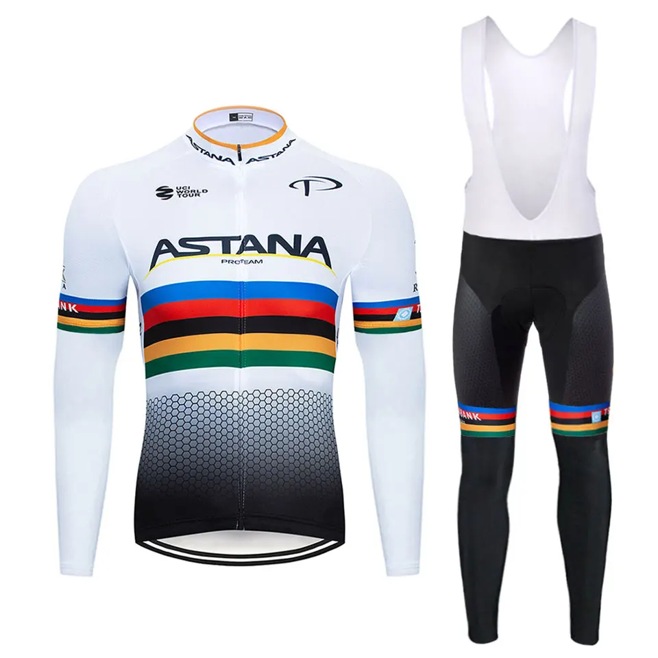 

Spring autumn ASTANA 2019 long sleeve astana team Cycling Jersey set Breathable racing bike clothes MTB clothing bike 9D gel pad