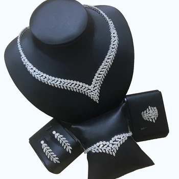 

missvikki Luxury Statement Necklace Bracelet Earring Ring 4PCS Wedding Zircon Dubai Trendy High Quality jewelry Sets New Design
