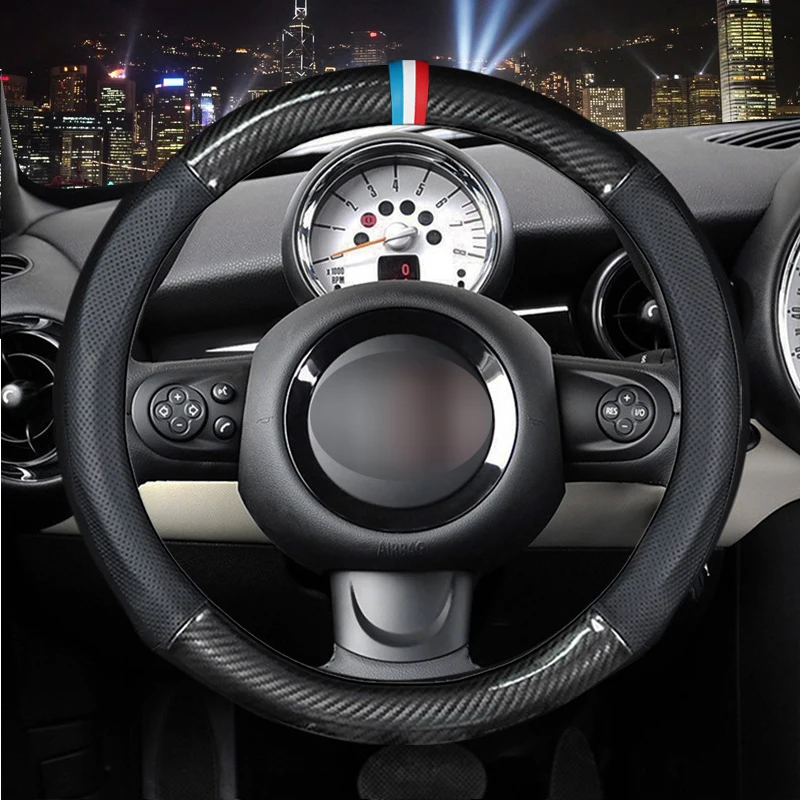 Midoon Carbon Fiber Cow Leather Car Steering Wheel Cover For Bmw Mini ...