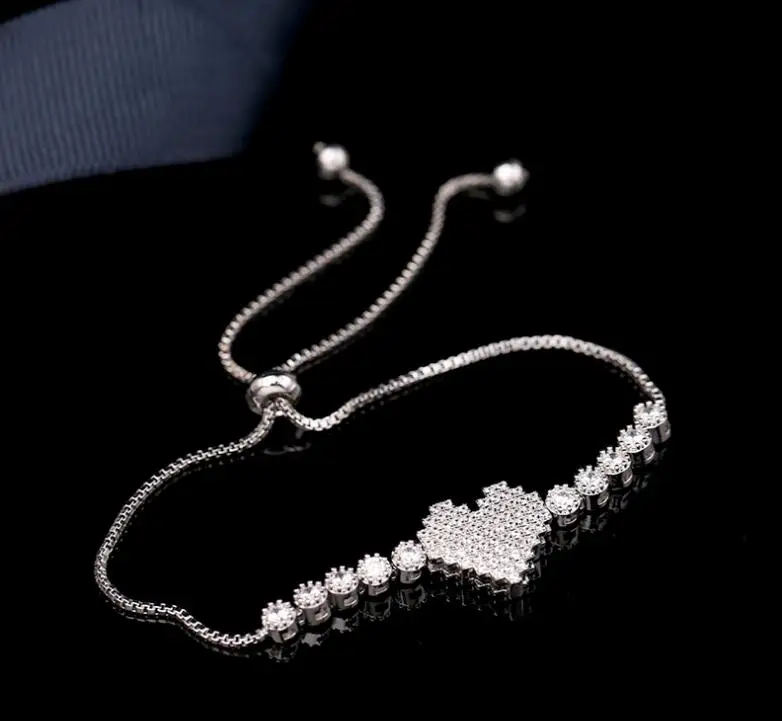 Красное сердце с надписью Love браслет простые женские личность Геометрическая выдвижной Стразы ювелирные изделия аксессуары