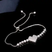 Красное сердце с надписью Love браслет простые женские личность Геометрическая выдвижной Стразы ювелирные изделия аксессуары