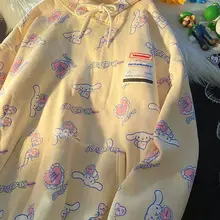 

Hip Hop Cartoon Rabbit Printed Graphic Hooded Sweatshirt Women Harajuku Fashion Tops 2021 New Korean Teens Pullovers Streetwear