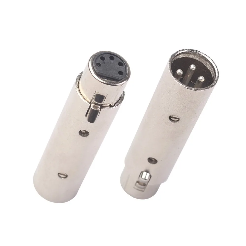 3Pin XLR To 5Pin DMX Metal Cased Converter Audio Lighting Adapter 3 Pin Male To 5 Pin Female 3 Pin Female To 5 Pin Male Connect