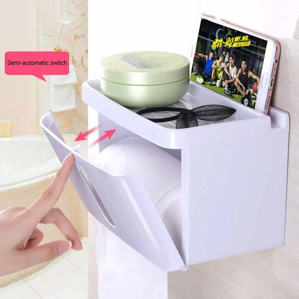 Waterproof Bathroom Tissue Box Plastic Bath Toilet Paper Holder Wall Mounted Paper Storage Box Double Layer