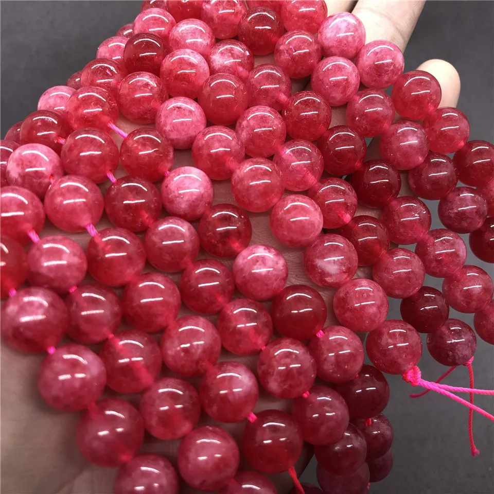 Natural Stone Beads 6 8 10 12 14 16mm Cinnabar Jade Round Loose Beads For  Jewelry Making DIY Bracelet Necklace 15