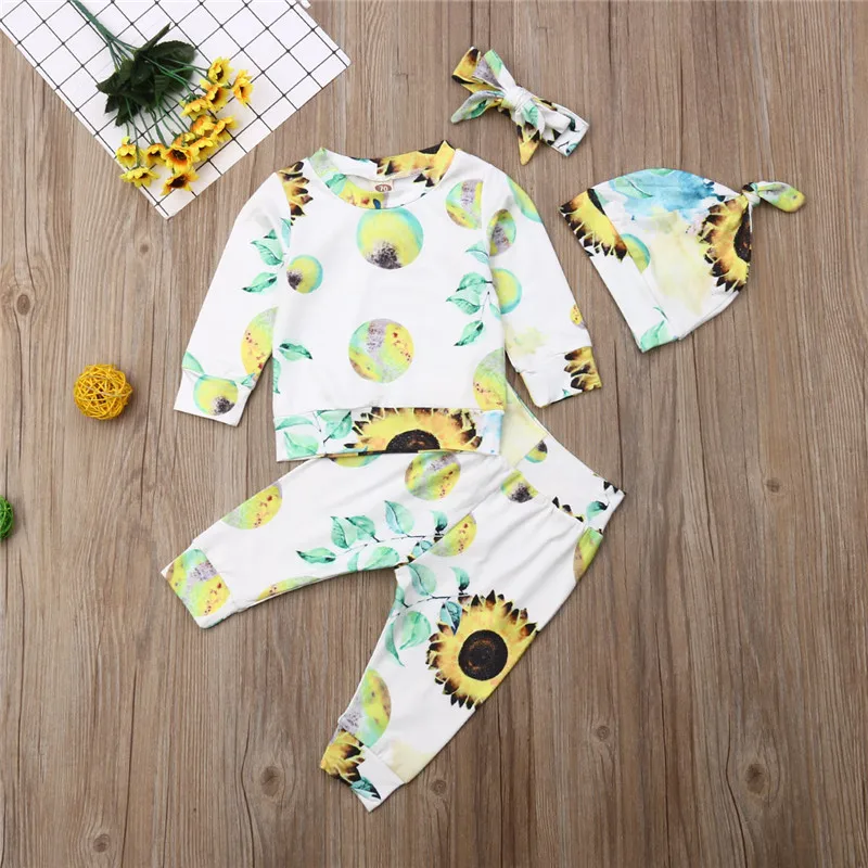 Комплект одежды для маленьких девочек из 4 предметов синяя футболка с длинными