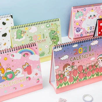 

1PC Creative 2021 Mini Desktop Desk Calendar Personality Decoration Work Note Cute Calendar New Year Plan Schedule