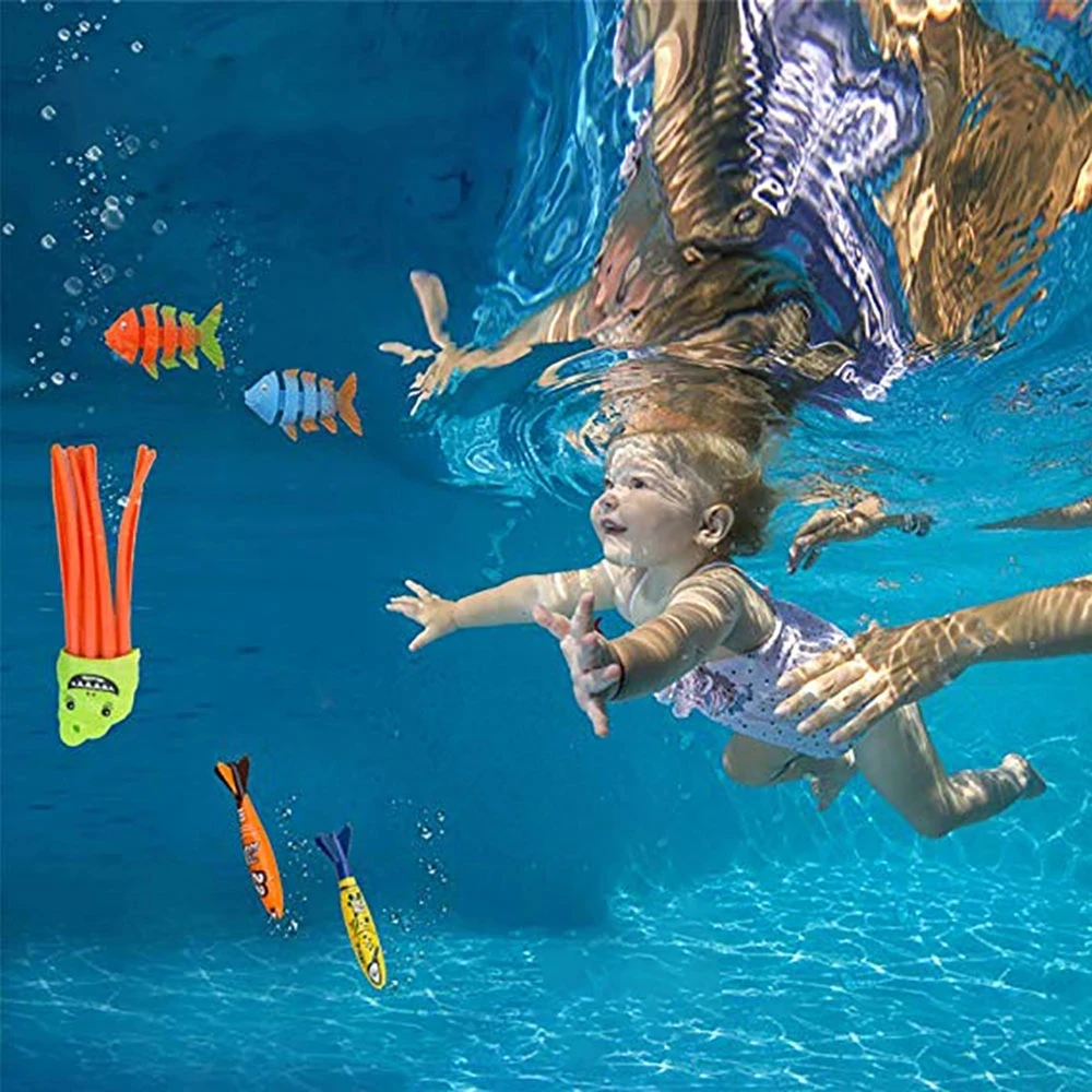 Juguetes de buceo para niños, juego anillos de peces, tortitas, juegos acuáticos subacuáticos, entrenamiento, regalos para niños, 16 40 | -