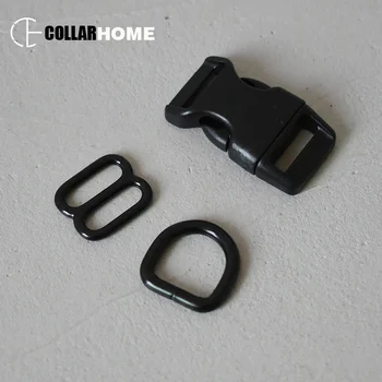 

50 sets plastic buckle metal sliders belt buckle 5/8" 15mm D rings for dog collar DIY accessories chain connect buckles slider