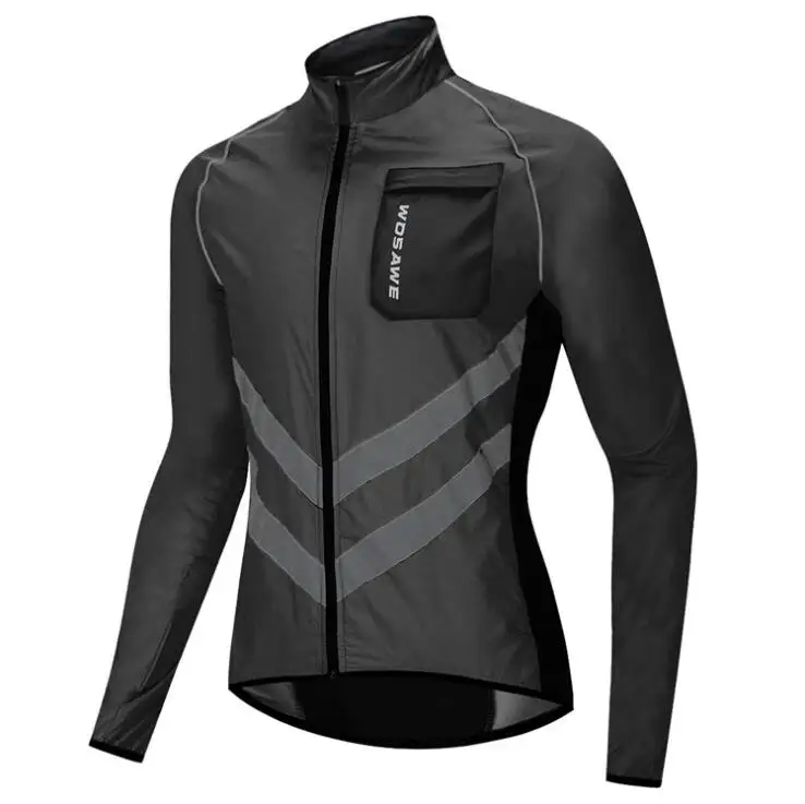 Aufdiazy Мужская велосипедная куртка с длинными рукавами одежда флуоресцентная велосипедная Джерси дышащая тонкая Водонепроницаемая спортивная одежда IM127 - Цвет: Black2
