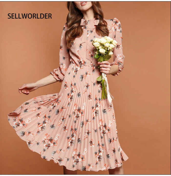 Women's Clothing Dress Black Floral Print A-Line Autumn Dress Elegant New Fashion Evening Dresses Women Casual Dresses