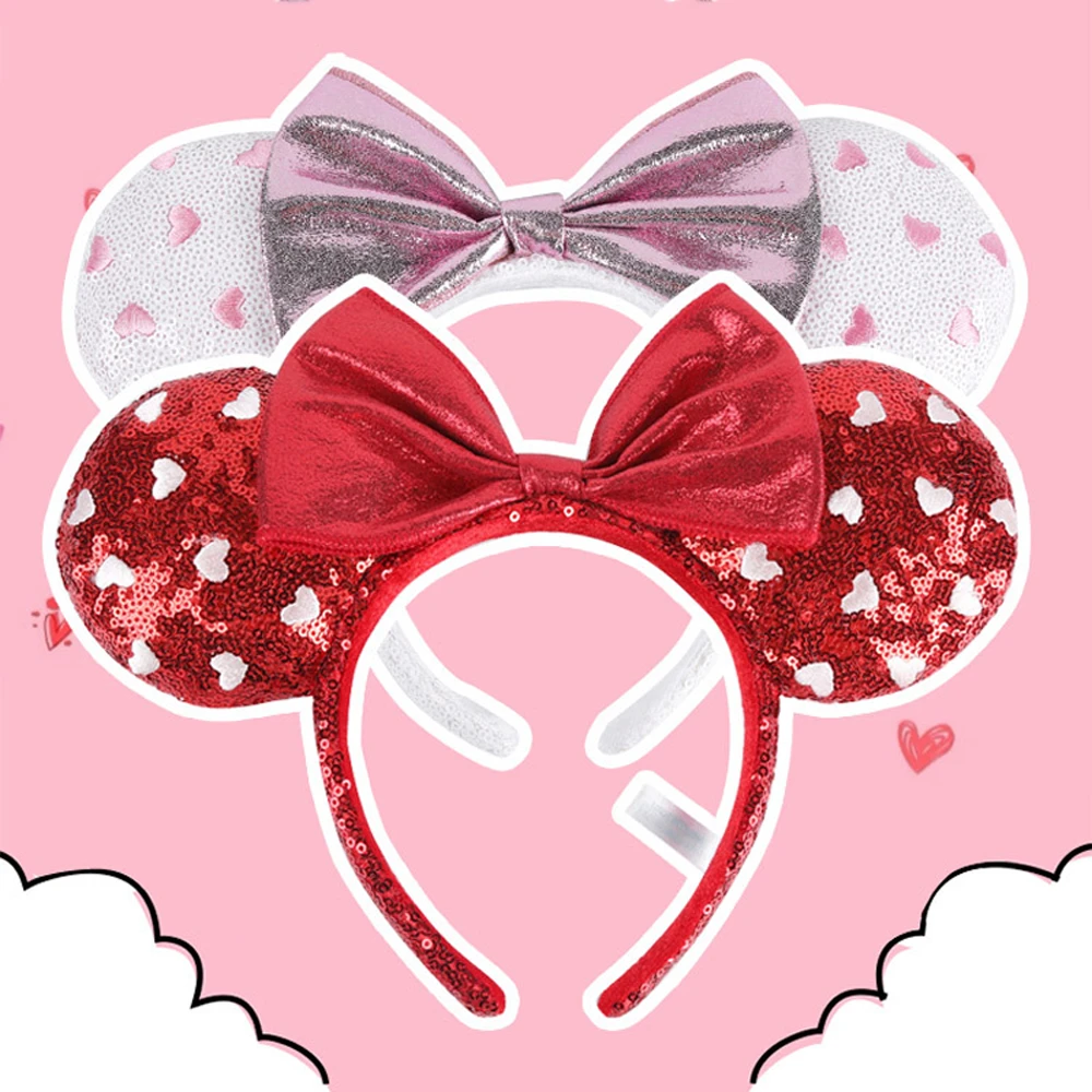 愛するハート波ポイントミニー耳カチューシャスパンコール桃の心臓の耳コスチュームカチューシャコスプレぬいぐるみ大人 キッズパーティーギフト Christmas Headbands Aliexpress