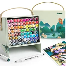 Arrtx-rotulador ALP de doble punta, 80 colores vibrantes, para dibujo, dibujo, tarjeta de dibujo, herramienta de arte