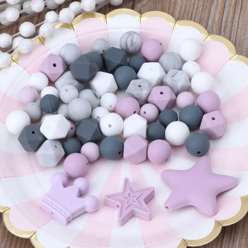 DIY Детский прорезыватель, игрушка для кормления, ожерелье, силиконовый браслет, силиконовые бусы для прорезывания зубов, кольцо, деревянная соска, зажим